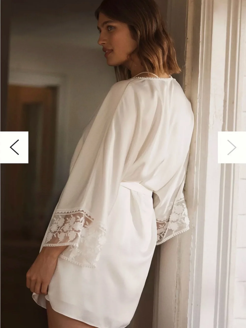 Flora Nikrooz Ivory Lace-Trim Satin Chemise and Matching Robe